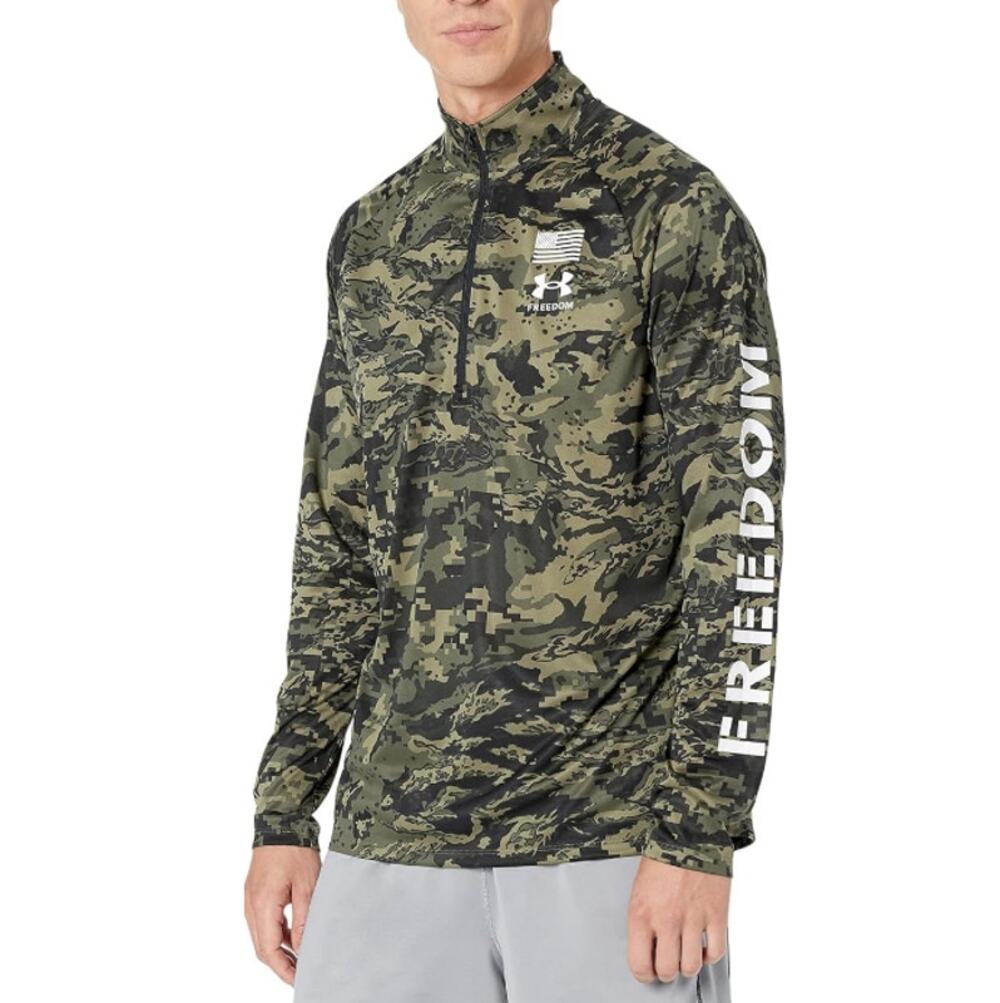 Under Armour Men's Marine Od Green White Freedom Tech 1/2 Zip Pullover Size XL